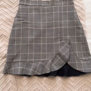Zara Black and White Plaid A-Line Skirt